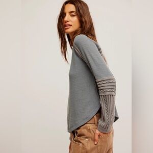 FREE PEOPLE Swinging Cable Cuff Thermal Top NWT Weathervane